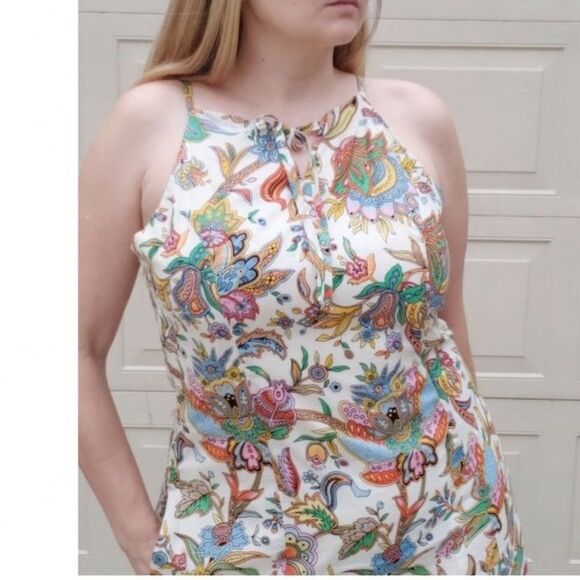 Tommy Hilfiger 100% cotton multicolor floral Paisley sleeveless maxi dress large - Picture 6 of 13